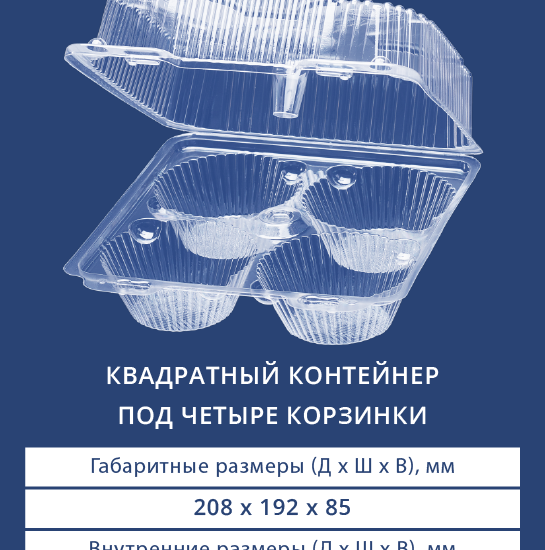 1107 Квадратный контейнер под четыре корзинки
