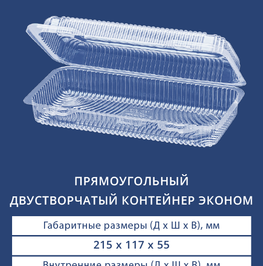 1301ЭКО Прямоугольный двустворчатый контейнер эконом