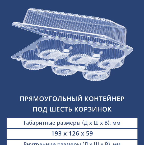 1616 Прямоугольный контейнер под шесть корзинок